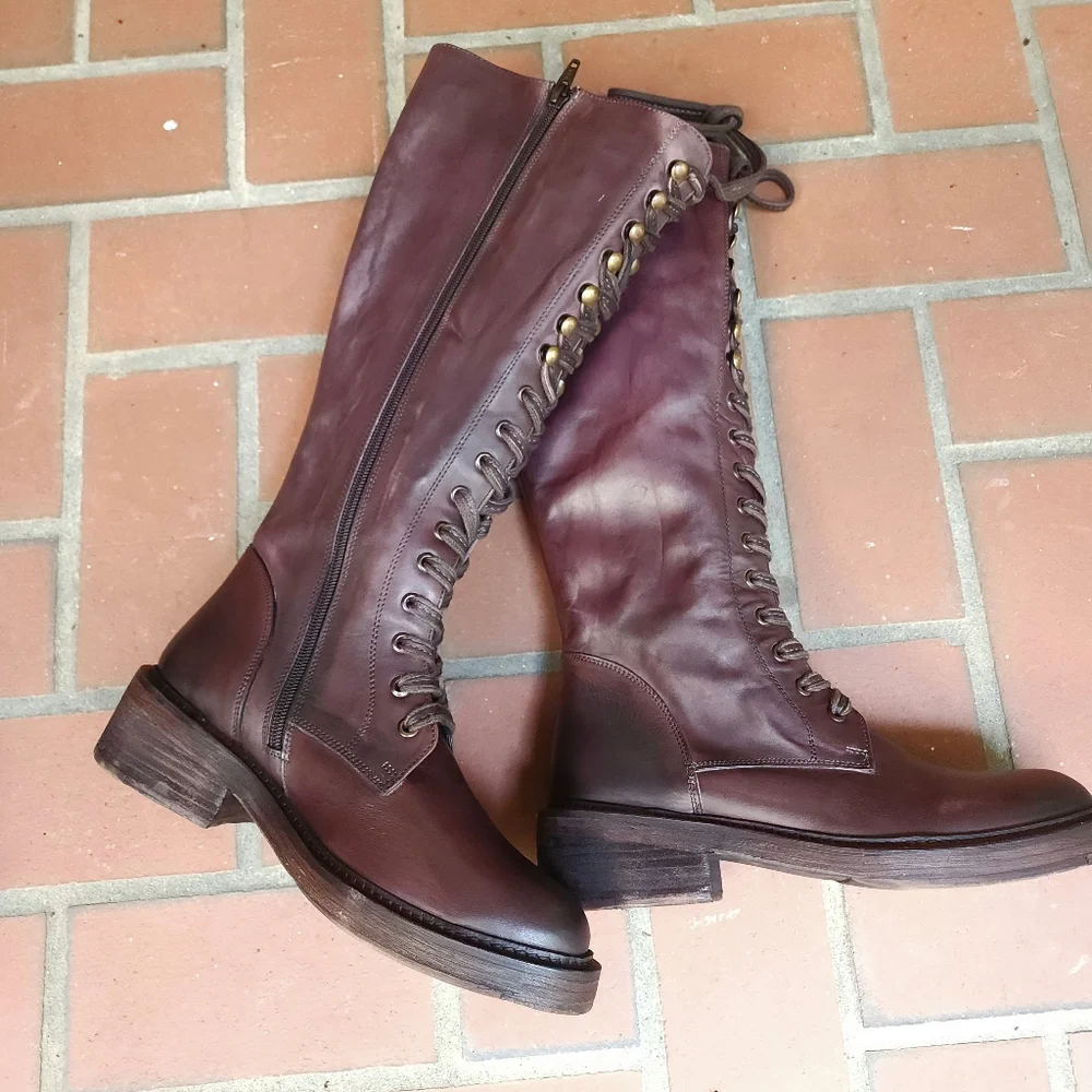 Vintage Foundry Distressed Riding Boots Brick Brown - Picture 9 of 16